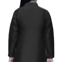 Dupion Silk Girls Dress In Black And Grey With Patch Work -goodsmile.info shop A637473463651413229