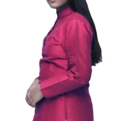 Dupion Silk Girls Dress In Pink And Majenta With Patch Work -goodsmile.info shop A637473468203015676