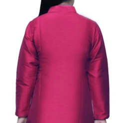 Dupion Silk Girls Dress In Pink And Majenta With Patch Work -goodsmile.info shop A637473468205085671