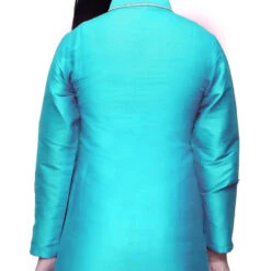 Dupion Silk Girls Dress In Blue With Thread Work -goodsmile.info shop A637473501591188351