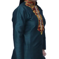 Dupion Silk Girls Dress In Green With Fancy Work Work -goodsmile.info shop A637473506589654541