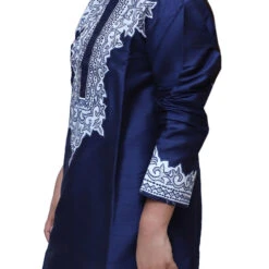 Dupion Silk Girls Dress In Blue With Fancy Work Work -goodsmile.info shop A637473509181549223