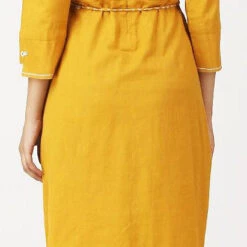 Rayon Casual Dress In Yellow With Embroidered Work -goodsmile.info shop A637669735067351547