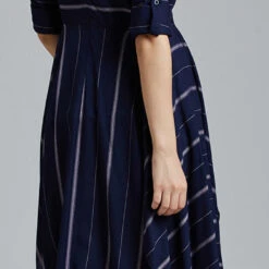 Blended Cotton Casual Dress In Blue With Printed Work -goodsmile.info shop A637721390556115134