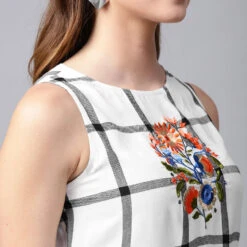 Cotton Casual Dress In White And Off White With Printed Work -goodsmile.info shop A637721395489333835