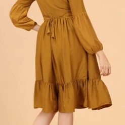 Rayon Party Wear Dress In Gold With Thread Work -goodsmile.info shop A638048143283909714