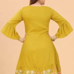 Rayon Party Wear Dress In Yellow With Embroidered Work -goodsmile.info shop A638050690564523628