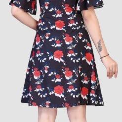 Crepe Silk Casual Dress In Black And Grey With Floral Work -goodsmile.info shop A638087002342837003