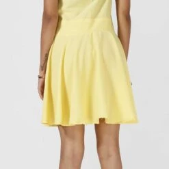 Crepe Silk Casual Dress In Yellow With Thread Work -goodsmile.info shop A638087017175328380