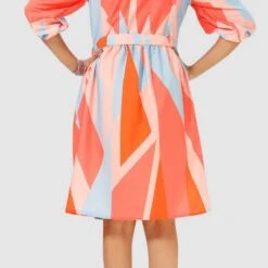 Crepe Silk Casual Dress In Orange With Printed Work -goodsmile.info shop A638087066858956414