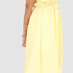 Crepe Silk Casual Dress In Yellow With Self Work -goodsmile.info shop A638088640865317526