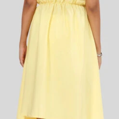 Crepe Silk Casual Dress In Yellow With Self Work -goodsmile.info shop A638088640868027559
