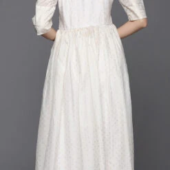 Chanderi Silk Party Wear Dress In White And Off White With Thread Work -goodsmile.info shop A638143034049490754