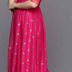 Chanderi Silk Party Wear Dress In Pink And Majenta With Foil Print Work -goodsmile.info shop A638143034805600855