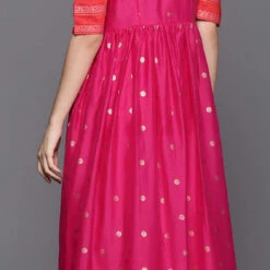 Chanderi Silk Party Wear Dress In Pink And Majenta With Foil Print Work -goodsmile.info shop A638143034807801076