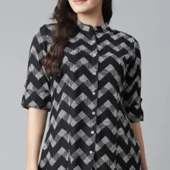 Rayon Casual Dress In Black And Grey With Printed Work -goodsmile.info shop A638203572304191116