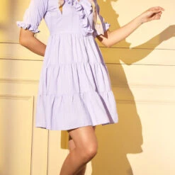 Viscose Casual Dress In Purple And Violet With Thread Work -goodsmile.info shop A638225111139790112