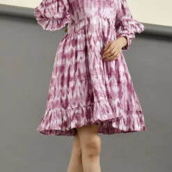 Cotton Festive Dress In Purple And Violet With Printed Work -goodsmile.info shop A638230330416118077