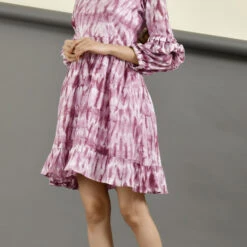 Cotton Festive Dress In Purple And Violet With Printed Work -goodsmile.info shop A638230330418774097