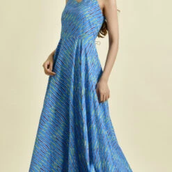 Cotton Designer Dress In Blue With Lehariya Work -goodsmile.info shop A638230335242979343