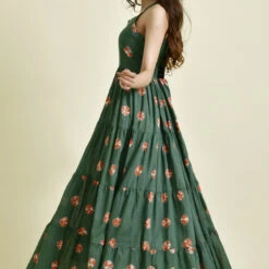 Cotton Designer Dress In Green With Printed Work -goodsmile.info shop A638230336130373153