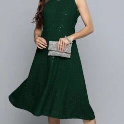 Rayon Party Wear Dress In Green With Sequence Work -goodsmile.info shop A638232056573848546