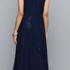 Rayon Casual Dress In Blue With Sequence Work -goodsmile.info shop A638232057367339494