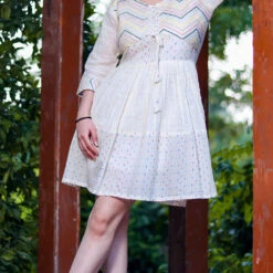 Cotton Party Wear Dress In White And Off White With Embroidered Work -goodsmile.info shop A638244227834716675