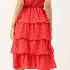Wool Daffodil Party Wear Dress In Red And Maroon With Printed Work -goodsmile.info shop A638300326596671299
