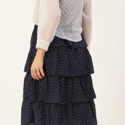 Wool Daffodil Reception Dress In Blue With Printed Work -goodsmile.info shop A638300328599390921