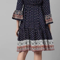 Rayon Casual Dress In Blue With Digital Print Work -goodsmile.info shop A638348701250290540