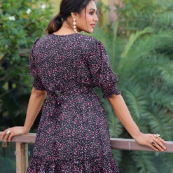 Art Silk Casual Dress In Black And Grey With Printed Work -goodsmile.info shop A638392852179574998