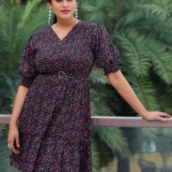 Art Silk Casual Dress In Black And Grey With Printed Work -goodsmile.info shop A638392852181918647