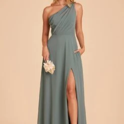 Kira Dress - Sea Glass -goodsmile.info shop BIRDY GREY KIRA SLIT CHIFFON BRIDESMAID DRESS SEAGLASS 01