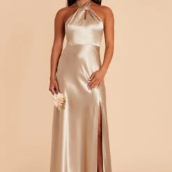 Monica Shiny Satin Dress - Neutral Champagne -goodsmile.info shop BIRDY GREY MONICA SATIN BRIDESMAID DRESS NEUTRALCHAMPAGNE 01