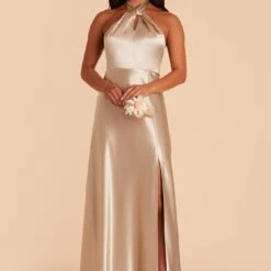 Monica Shiny Satin Dress - Neutral Champagne -goodsmile.info shop BIRDY GREY MONICA SATIN BRIDESMAID DRESS NEUTRALCHAMPAGNE 03