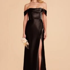 Mia Shiny Satin Convertible Dress - Black -goodsmile.info shop black mia convertible satin bridesmaid dress 03