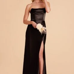 Mia Shiny Satin Convertible Dress - Black -goodsmile.info shop black mia convertible satin bridesmaid dress 05