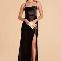 Mia Shiny Satin Convertible Dress - Black -goodsmile.info shop black mia convertible satin bridesmaid dress 06