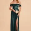 Mia Shiny Satin Convertible Dress - Emerald