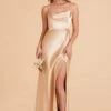 Mia Shiny Satin Convertible Dress - Gold