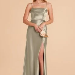 Mia Shiny Satin Convertible Dress - Moss Green -goodsmile.info shop moss green mia convertible satin bridesmaid dress 01