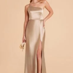 Kensie Shiny Satin Dress - Neutral Champagne