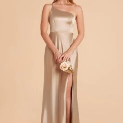 Kensie Shiny Satin Dress - Neutral Champagne -goodsmile.info shop neutral champagne kensie satin bridesmaid dress 02