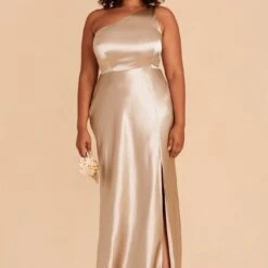 Kira Shiny Satin Dress - Neutral Champagne -goodsmile.info shop neutral champagne kira satin slit plus size bridesmaid dress 02 feb8fdb6 bf63 4906 8a74 e12fed24ca71