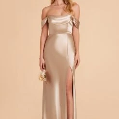 Mia Shiny Satin Convertible Dress - Neutral Champagne -goodsmile.info shop neutral champagne mia convertible satin bridesmaid dress 01