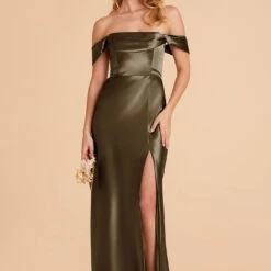 Mia Shiny Satin Convertible Dress - Olive -goodsmile.info shop olive mia convertible satin bridesmaid dress 01