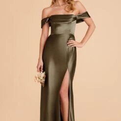 Mia Shiny Satin Convertible Dress - Olive -goodsmile.info shop olive mia convertible satin bridesmaid dress 02