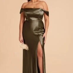 Mia Shiny Satin Convertible Dress - Olive -goodsmile.info shop olive mia plus size convertible satin bridesmaid dress 01 410ed57b df44 4cc8 94a0 fe7071301dad