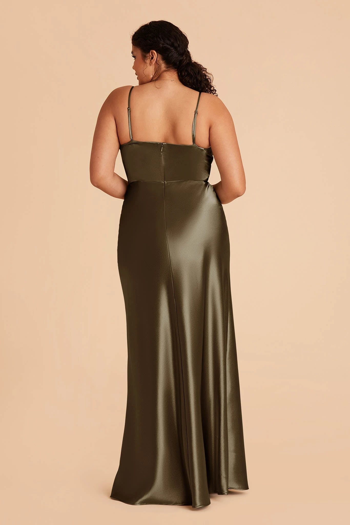 Mia Shiny Satin Convertible Dress - Olive - Image 14